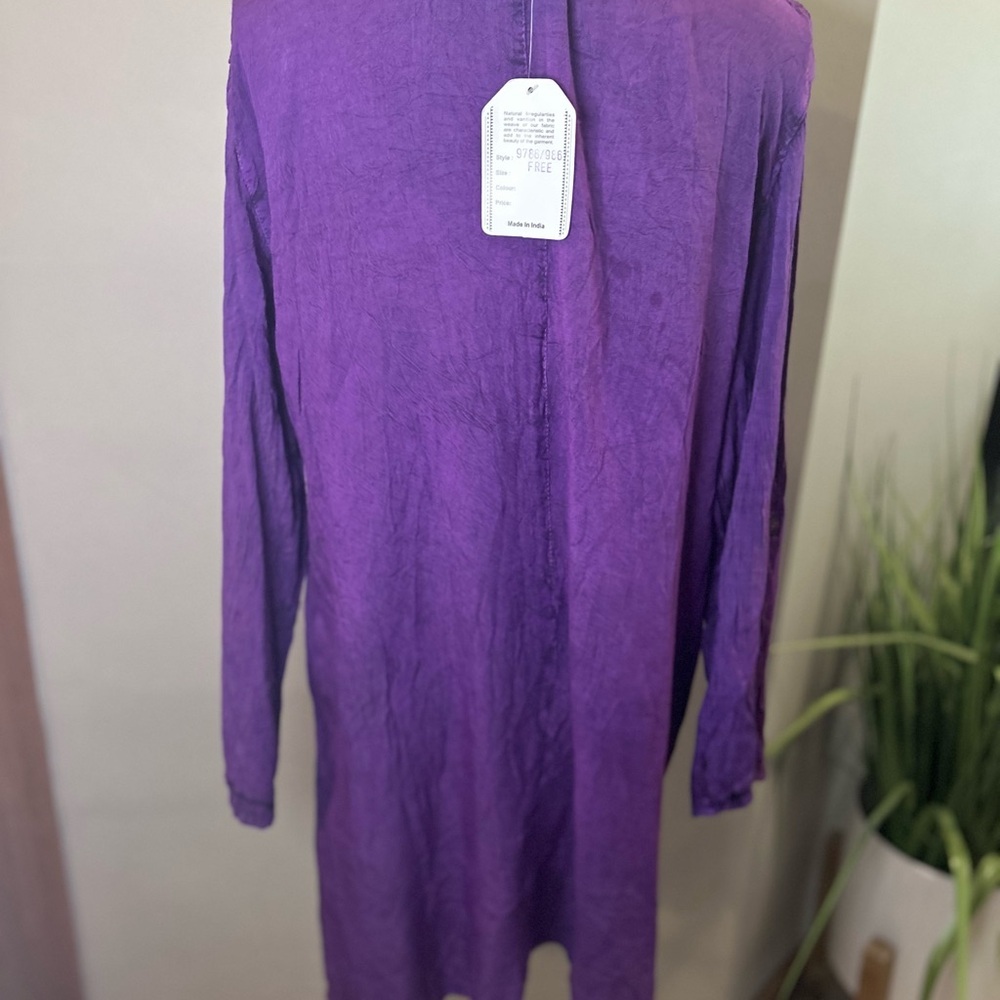 Ananda’s Collection Purple Embroidered Tunic Dress Boho lagenlook beach coverup - Picture 7 of 11